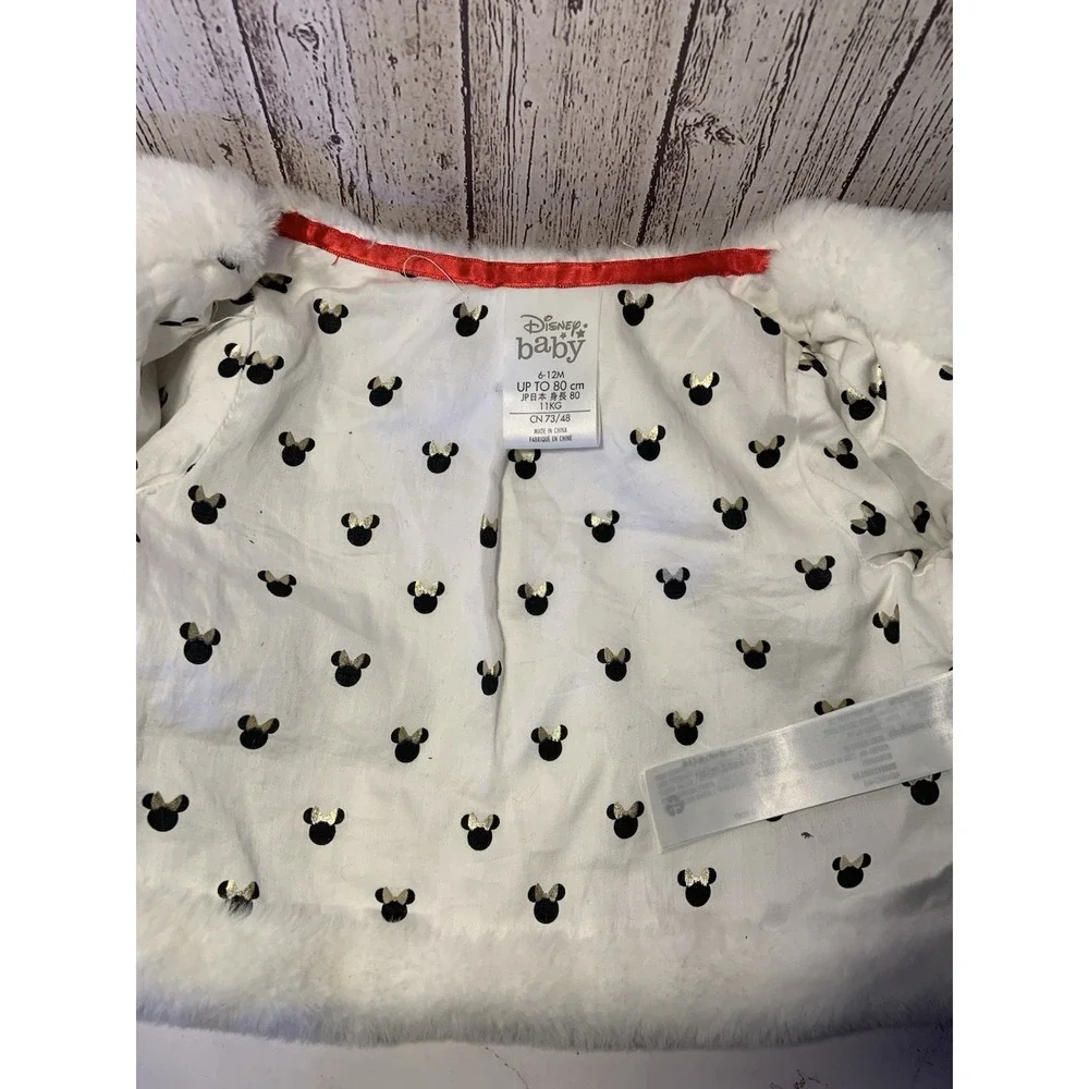 Disney Minnie‎ Mouse Faux Fur Puffer Jacket Coat Size 6-12 Months Baby